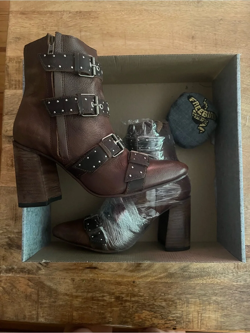 Freebird by Steven Brown Leather Ankle Booties with Stud Accents
